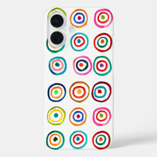 Coque Pour iPhone 16 Cercles arc-en-ciel colorés art aquarelle