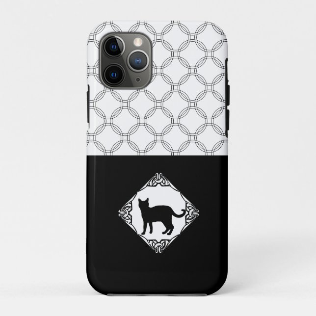 Coques Case-Mate iPhone Cercles avec chat noir (Dos)