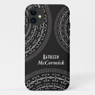 Coque iPhone 11 Cercles blancs décoratifs au-dessus de votre