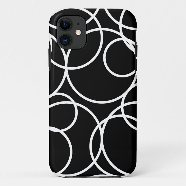 Coques Case-Mate iPhone Cercles blancs géométriques Noir moderne Abstrait (Dos)