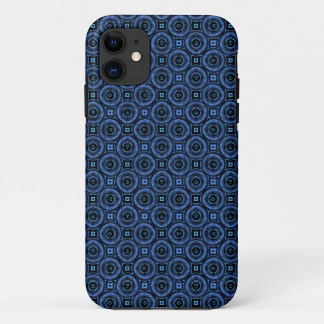 Coques Case-Mate iPhone Cercles bleu foncé rétro Abstraits (Dos)
