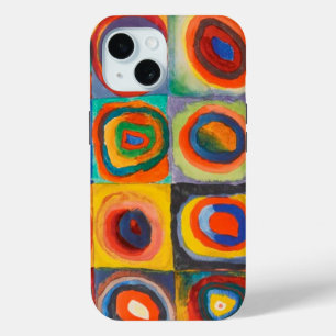 Coque Pour iPhone 15 Cercles concentrés Carré de Kandinsky
