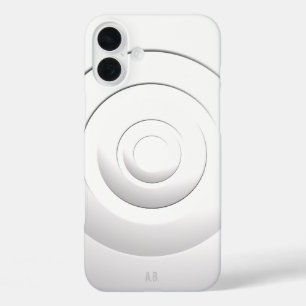 Coques iPhone 16 Plus Cercles cool Blanc moderne avec initiales personna