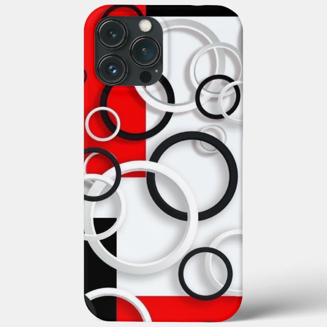 Coques Case-Mate iPhone Cercles coques iphone en noir, blanc, rouge (Verso)