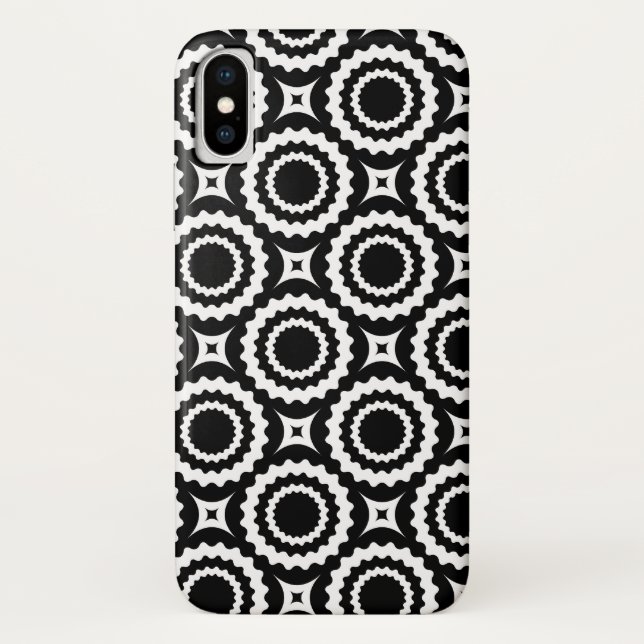 Coques Case-Mate iPhone Cercles de zigzag blanc mignon motif (Dos)