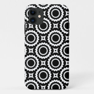 Coque iPhone 11 Cercles de zigzag blanc mignon motif