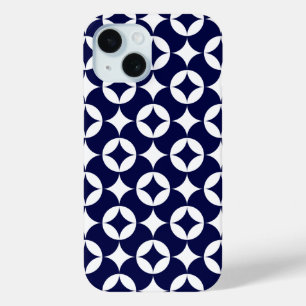 Coque Case-Mate iPhone Cercles d'interverrouillage bleu rétro Motif géomé