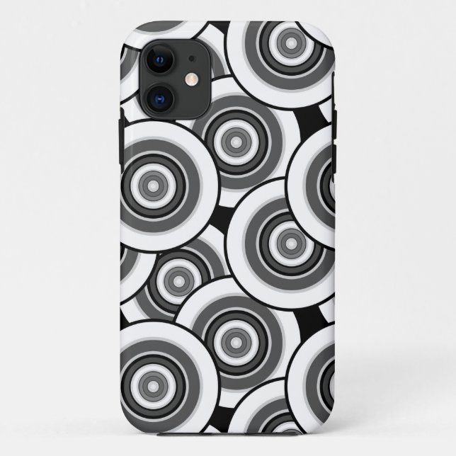 Coques Case-Mate iPhone Cercles et anneaux quadrillage géométrique noir et (Dos)