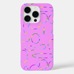 Coque iPhone 16 Pro Cercles et boucles sur Magenta rose moderne géomét