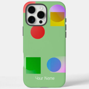 Coque iPhone 16 Pro Max Cercles et Carrés colorés, Sage Green Nom