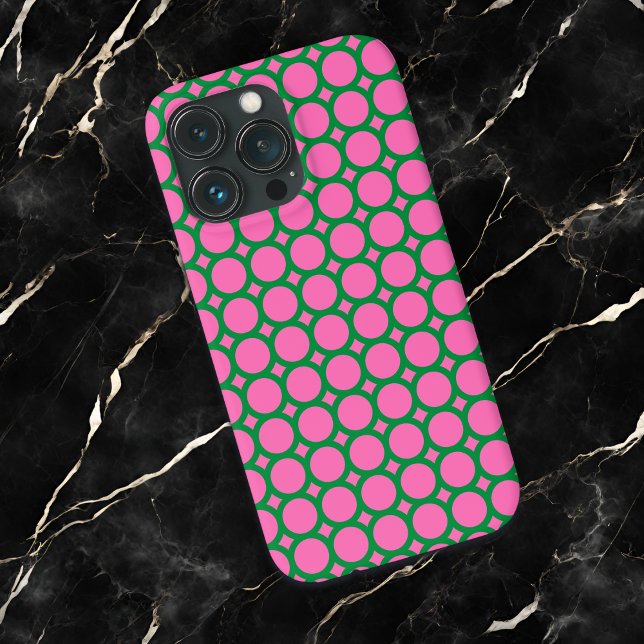 Coques Case-Mate iPhone Cercles géométriques Abstraits verts et roses mode (Créateur téléchargé)
