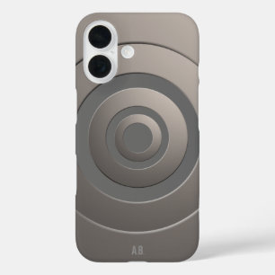 Coque Pour iPhone 16 Cercles géométriques Argent moderne avec tous les 