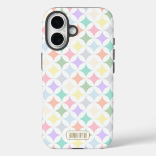 Coque Pour iPhone 16 Cercles géométriques Pastel et Motif diamant