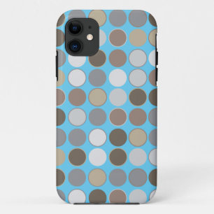 Coque iPhone 11 Cercles gris et Brown avec Motif moderne bleu