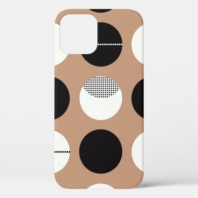 Coques Case-Mate iPhone Cercles noirs, blancs, arrière - plans bruns. (Verso)