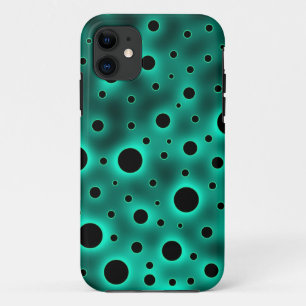 Coques Pour iPhone Cercles noirs sur fond turquoise
