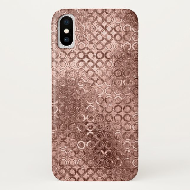 Coques Case-Mate iPhone Cercles Rose Or Rose Pailletés Luxe Étincelant (Dos)