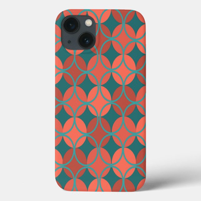 Coques Case-Mate iPhone Cercles sur cercles - Turquoise et orange (Verso)