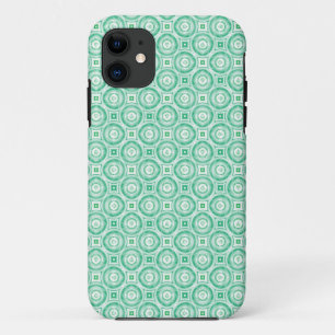 Coque iPhone 11 Cercles turquoise rétro Abstraits
