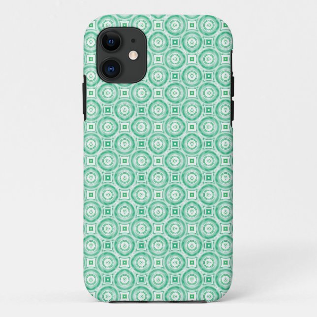 Coques Case-Mate iPhone Cercles turquoise rétro Abstraits (Dos)