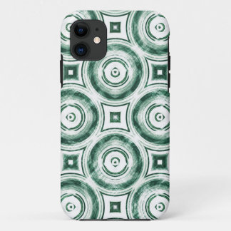 Coque iPhone 11 Cercles verts vintages Abstraits