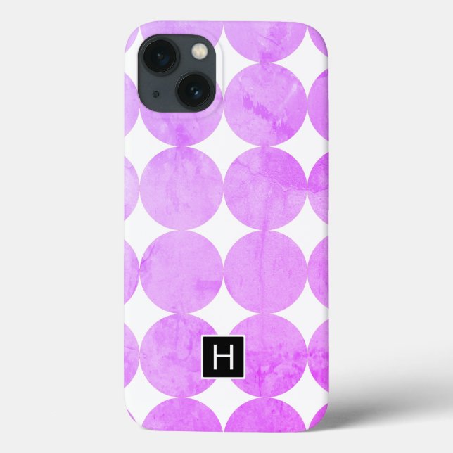 Coques Case-Mate iPhone Cercles violets modernes | Monogramme (Verso)