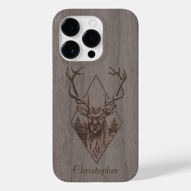 Coques Case-Mate iPhone Cerf - bois gravé - bois (Verso)