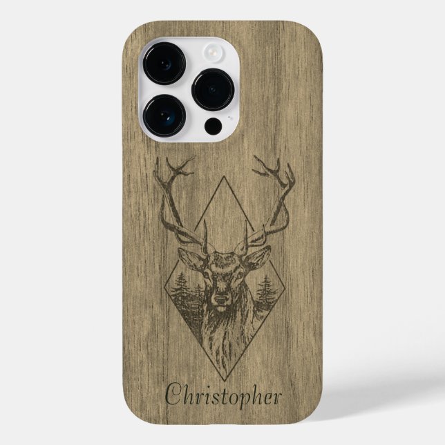Coques Case-Mate iPhone Cerf - bois gravé - bois (Verso)