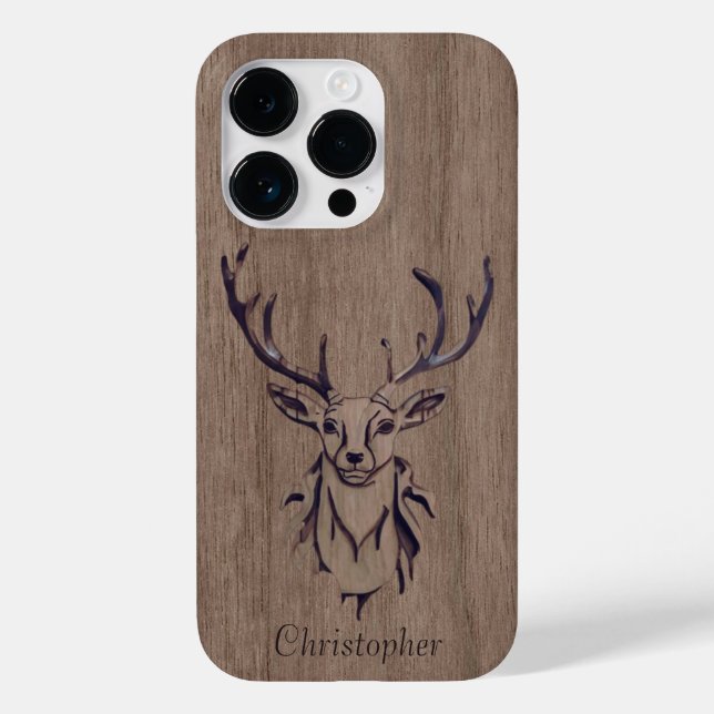 Coques Case-Mate iPhone Cerf - bois gravé - bois (Verso)