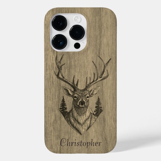 Coques Case-Mate iPhone Cerf - bois gravé - bois (Verso)