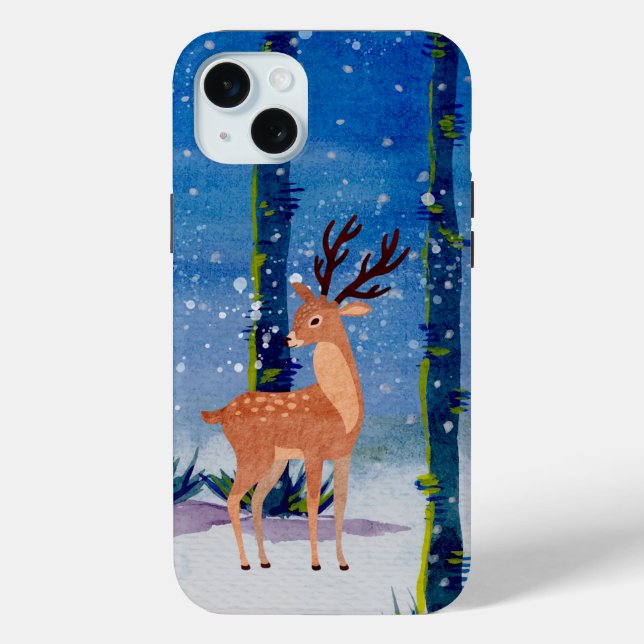 Coques Case-Mate iPhone Cerf dans la Forêt de neige magique (Verso)