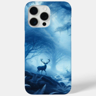Coque Case-Mate iPhone Cerf dans la forêt noire de la brume bleue
