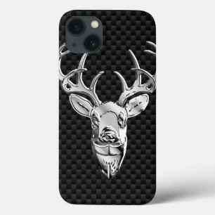 Coques Pour iPhone Cerf d'argent sur l'impression en fibre de carbone