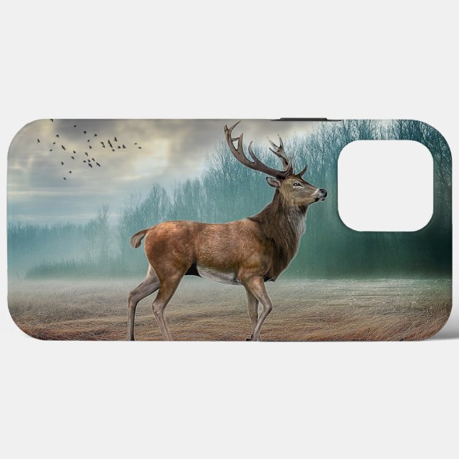 Coques Case-Mate iPhone Cerf Lone Dans La Forêt Misty (Verso (horizontal))