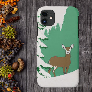 Coque Case-Mate iPhone Cerf Neige Scène d'hiver Pin