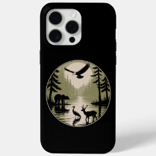 Coque Case-Mate iPhone Cerf Ours Aigle Lune Forêt Silhouette