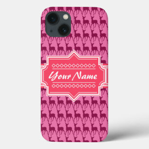 Coque Case-Mate iPhone Cerf rose chaud, Nom personnalisé