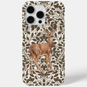 Coque Case-Mate iPhone Cerf sur le motif damassé de chêne décoratif en br
