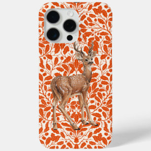 Coque Case-Mate iPhone Cerf sur le motif damassé de chêne décoratif en or