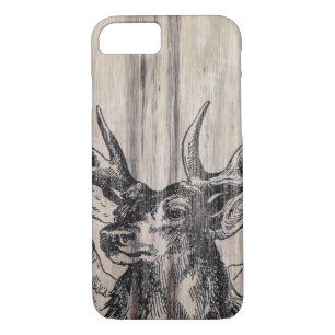 Coque Case-Mate iPhone Cerfs communs rustiques en bois  