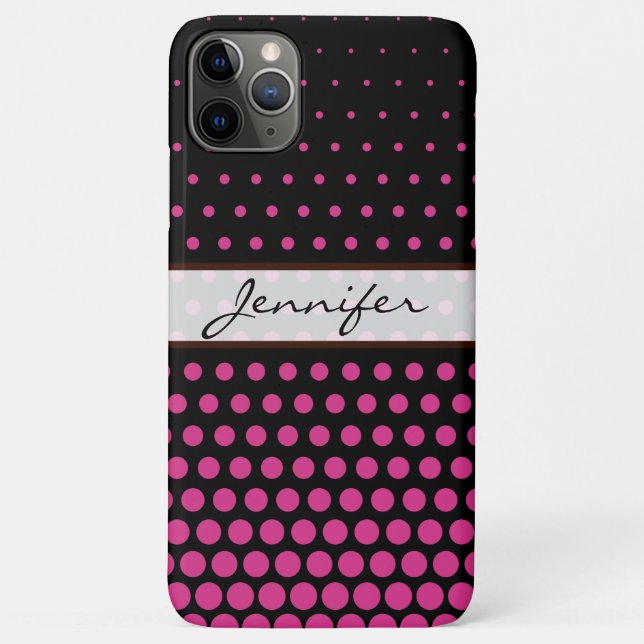Coques Case-Mate iPhone Cerise Polka Dot élégant Noir moderne (Dos)