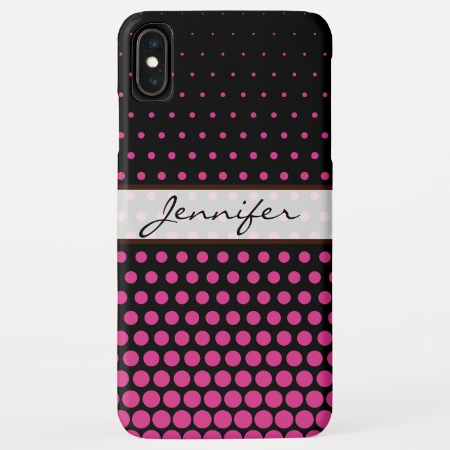Coques Case-Mate iPhone Cerise Polka Dot élégant Noir moderne (Dos)