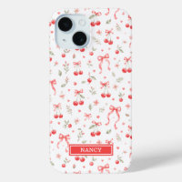 Cerises avec nœuds coquettes rouges monogrammés