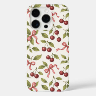Coque iPhone 16 Pro Cerises d'aquarelle avec cou - Elégant Fruit