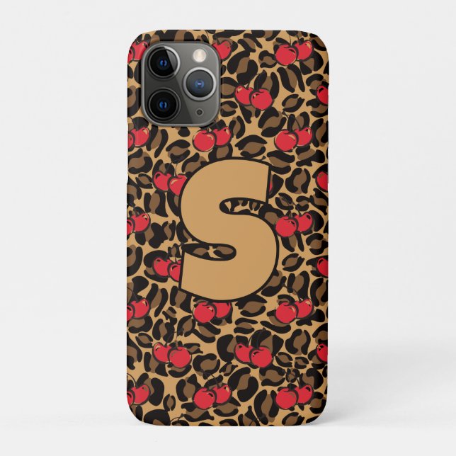 Coques Case-Mate iPhone Cerises léopard personnalisées (Dos)