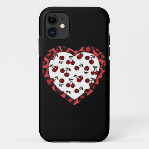 Coques Pour iPhone Cerises Rockabilly RAB Impression Léopard Coeur