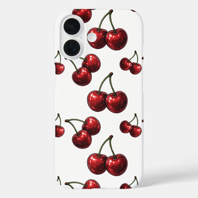 Coques Case-Mate iPhone Cerises Rouges Brillantes Blanc Retro (Verso)