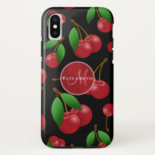 Coque Case-Mate iPhone cerises rouges doux motif monogrammé