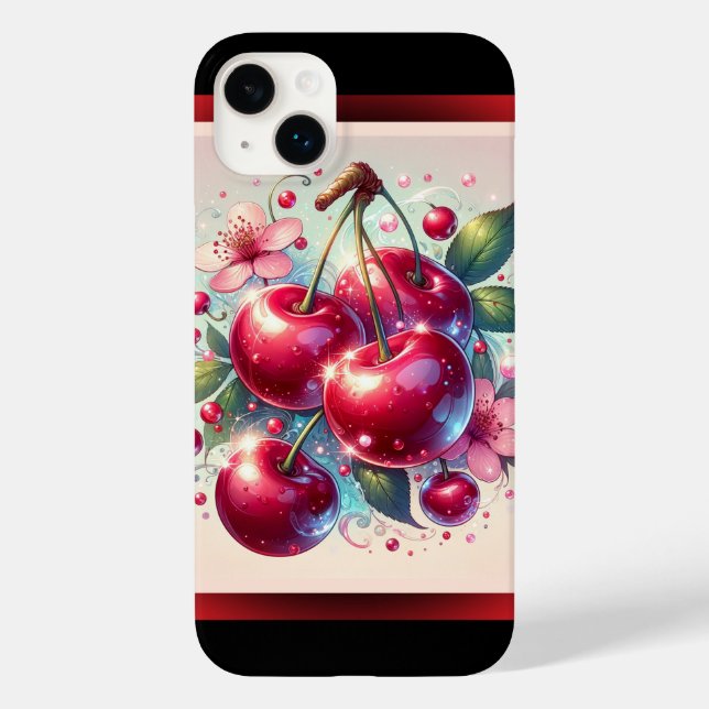 Coques Case-Mate iPhone Cerisier Rouge Cute Cerises Floral Fille Rose (Verso)