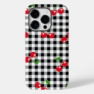 Coque Case-Mate iPhone Cerisier rouge noir et blanc En vichy Motif